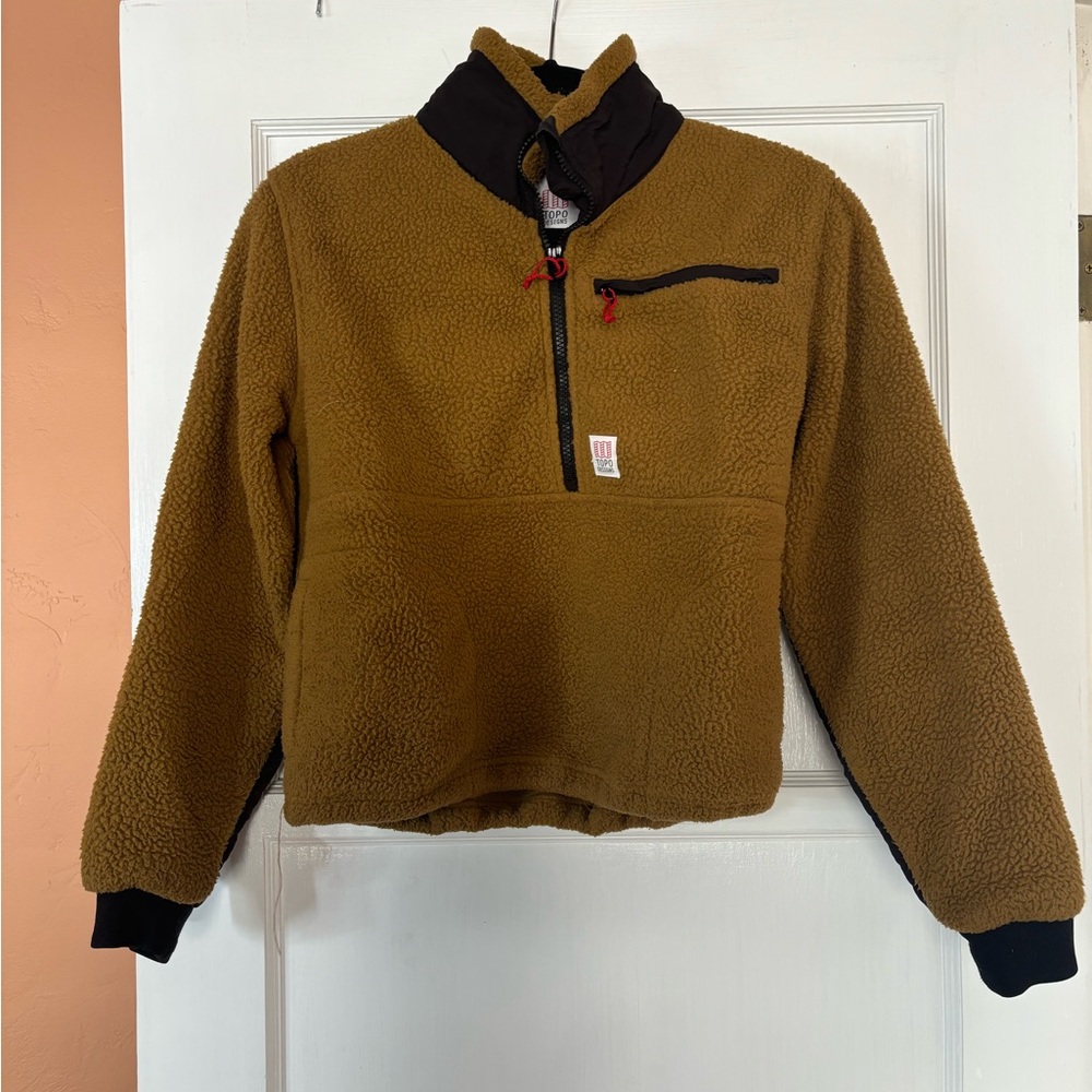 Topo Designs Mustard Fleece with Black Lining